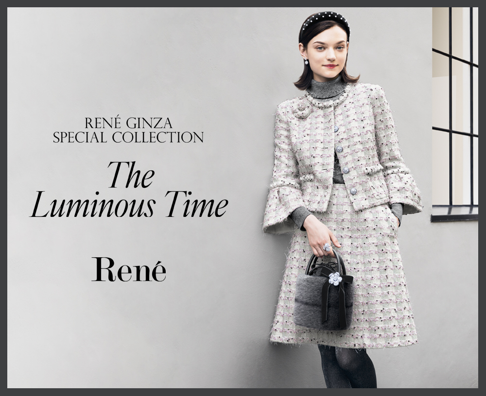 新品タグ付き【Reneルネ】定価88,000円ティッセワンピース38 ルネ 6316410 ワンピース 36 ブルー ツイード フラワービジュー