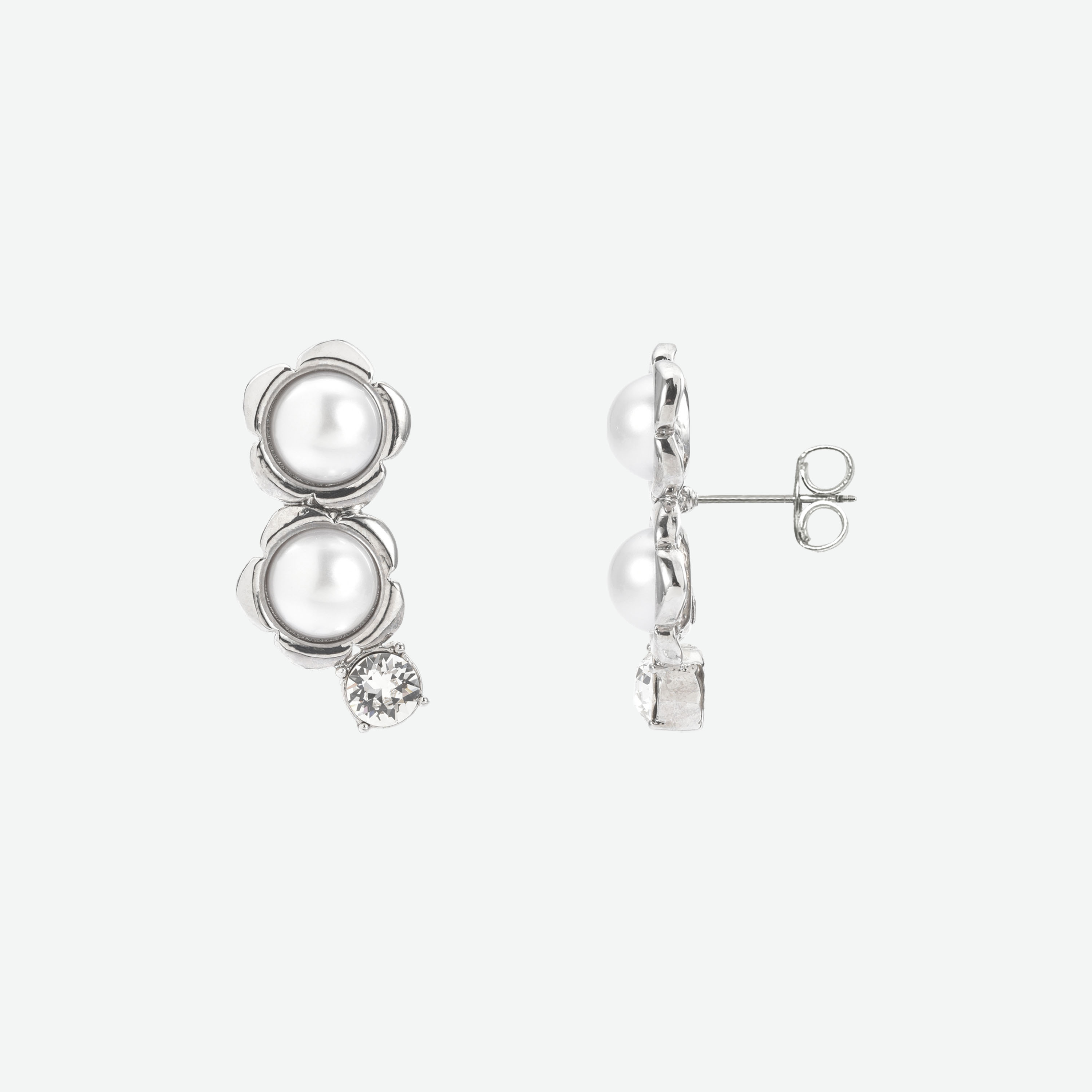 Flower Pearl Pierced Earrings