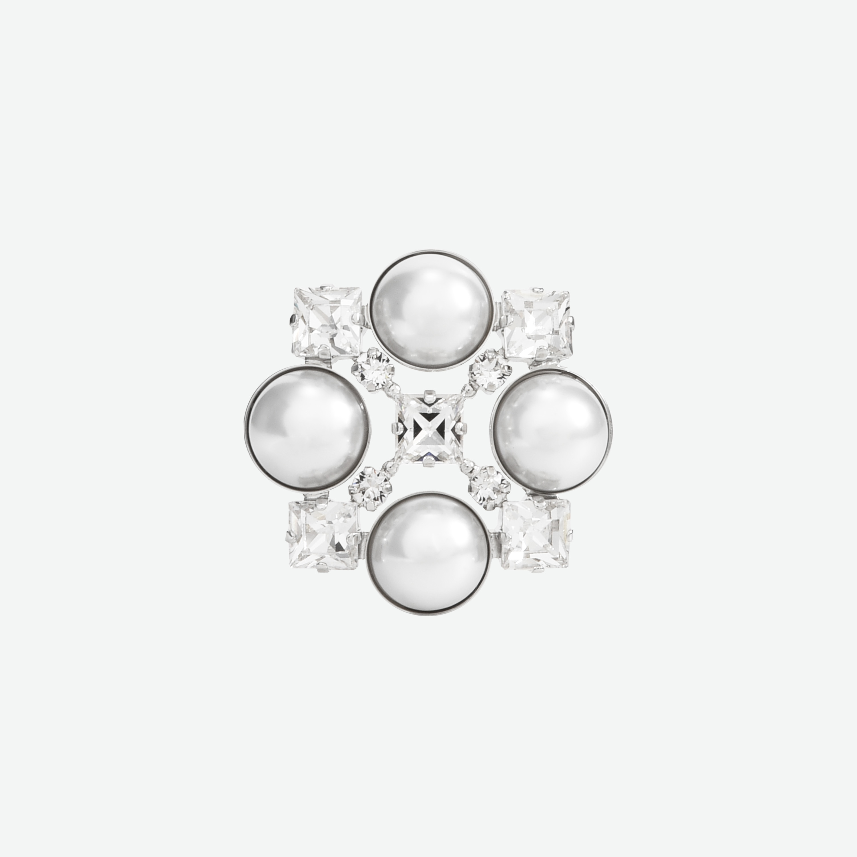 美品✨ルネ ブローチ 　クリスタル　ストーン シルバー René