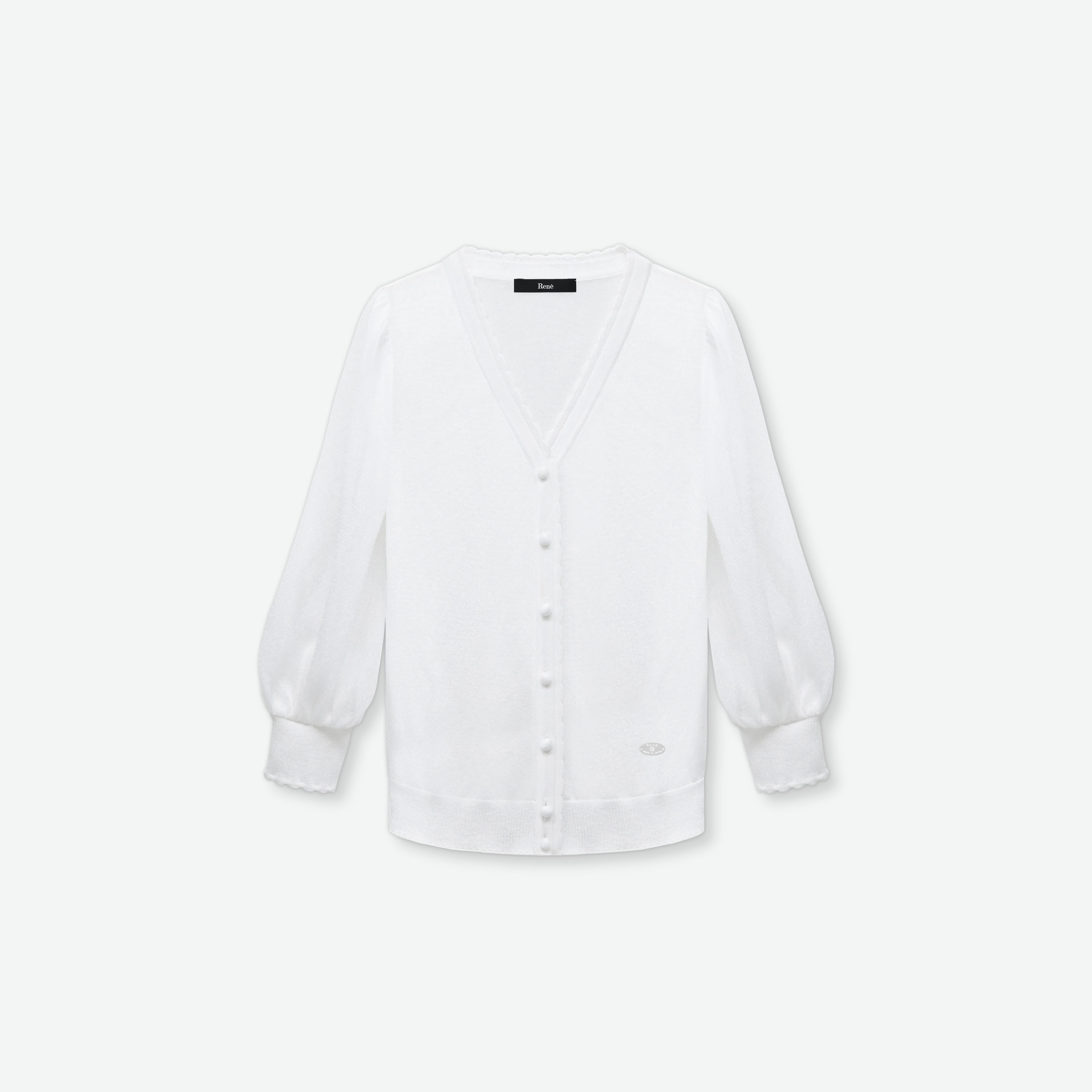 [Rene] Rene 23AW Pearl Knit Cardigan White 36 [Used] [Authenticated and Guaranteed Authentic] 196926
