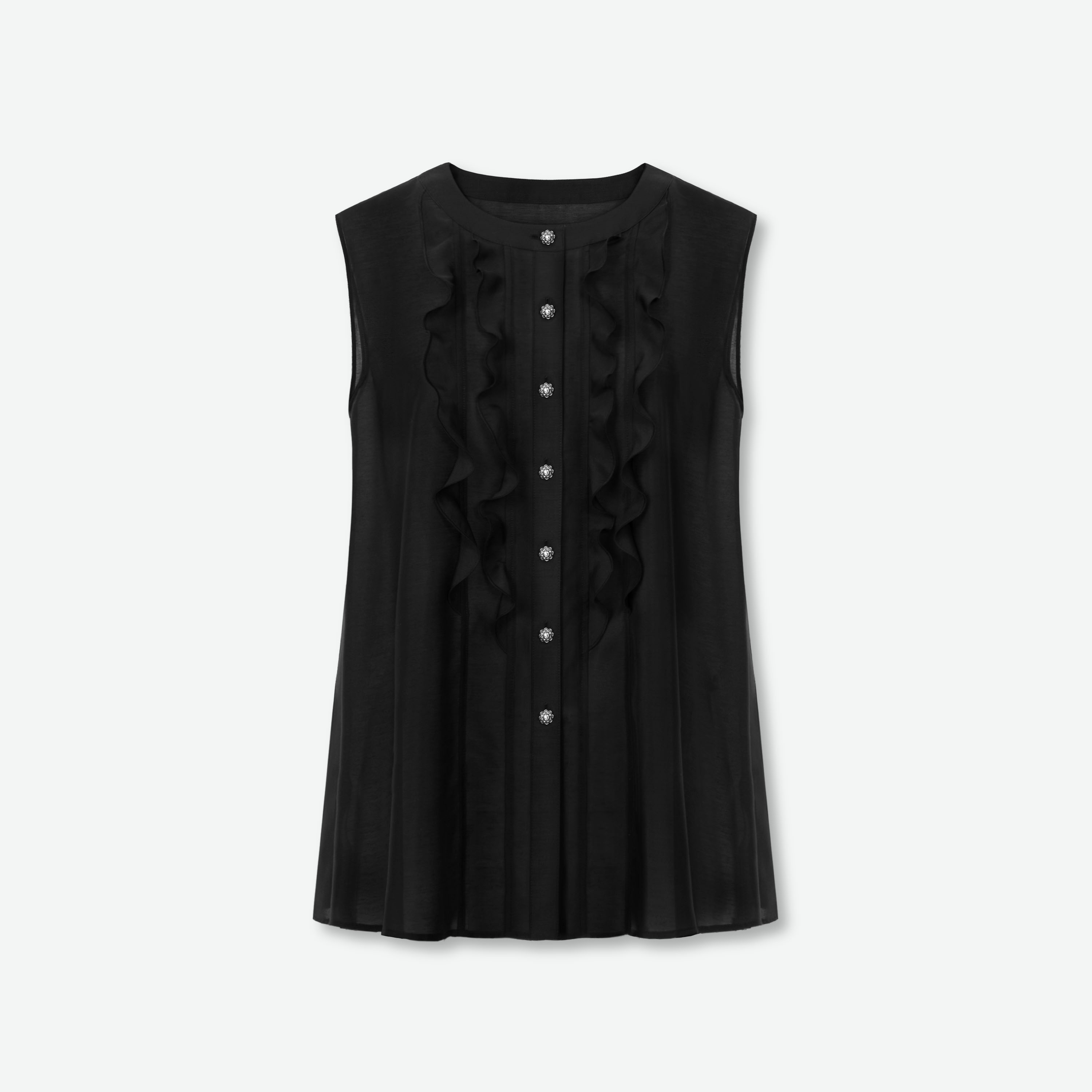 【美品】Reneフリル付きブラックシャツ René