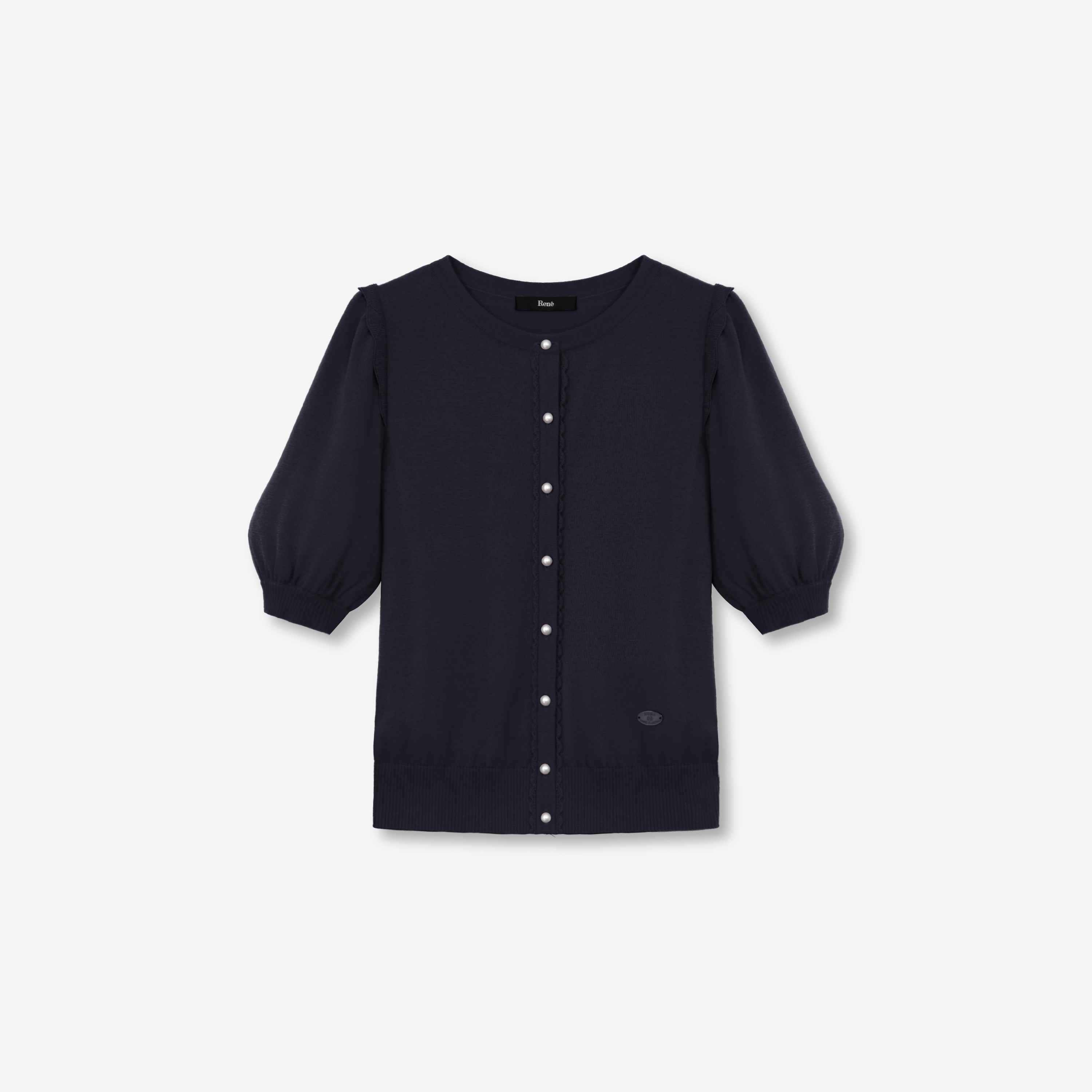 Rene ジップアップ カーディガン 38 Rene パール ジップアップ カーディガン 38
