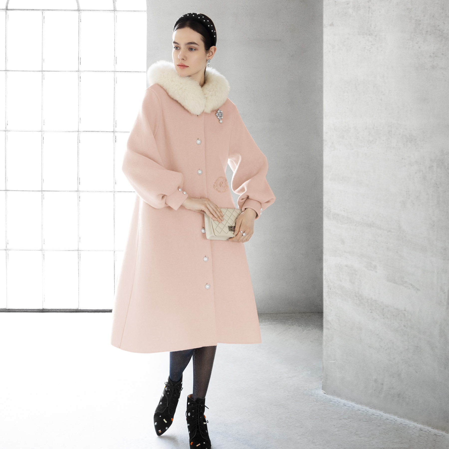 Rene カシミヤ混FOXファーコート Rene フォックスファー カシミヤ混 コート