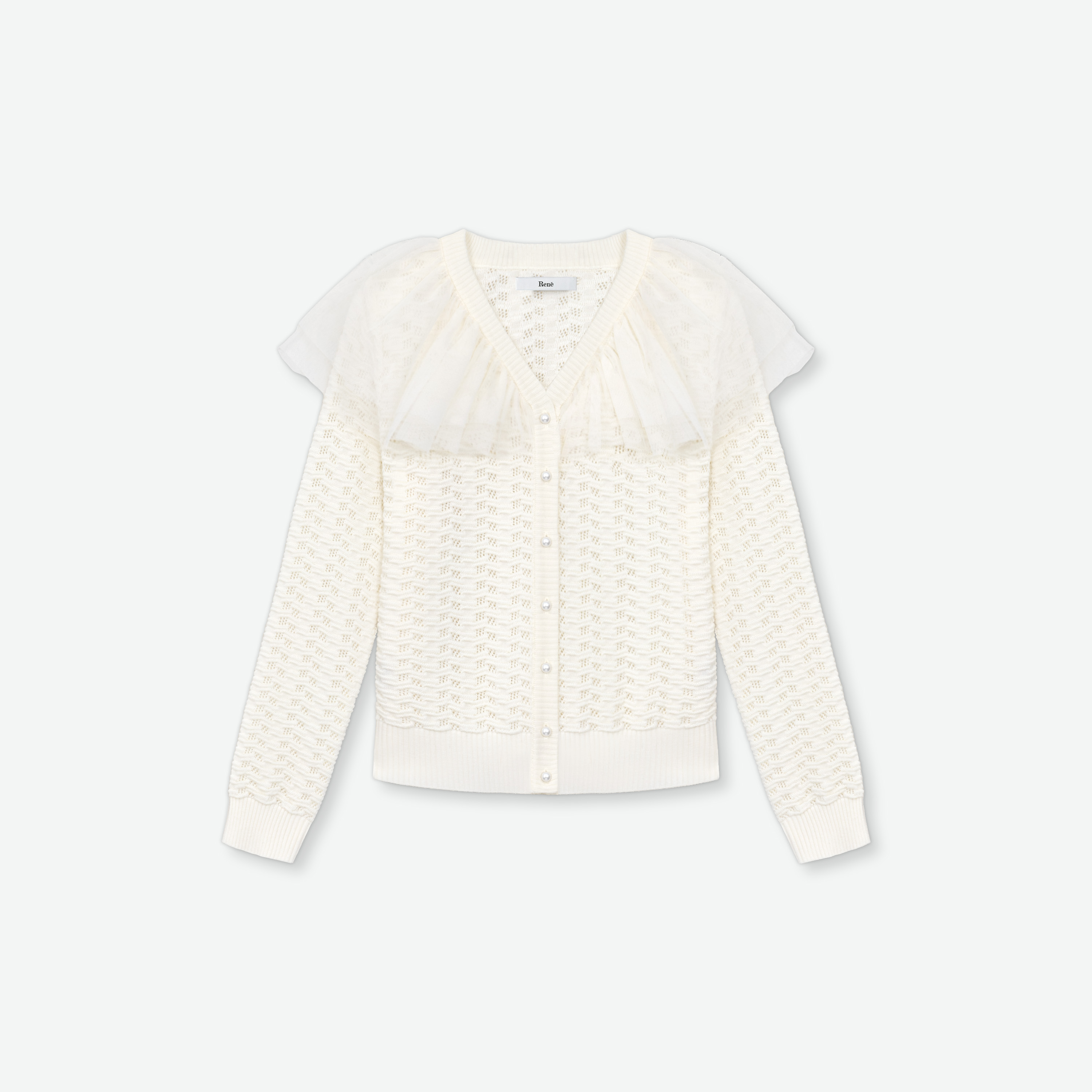 ルネ　rene ニットカーディガン“Check Puff” ピーチピンク　38 6532100_021_1.jpg